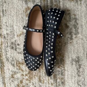 Studded Black Mary Jane Flats